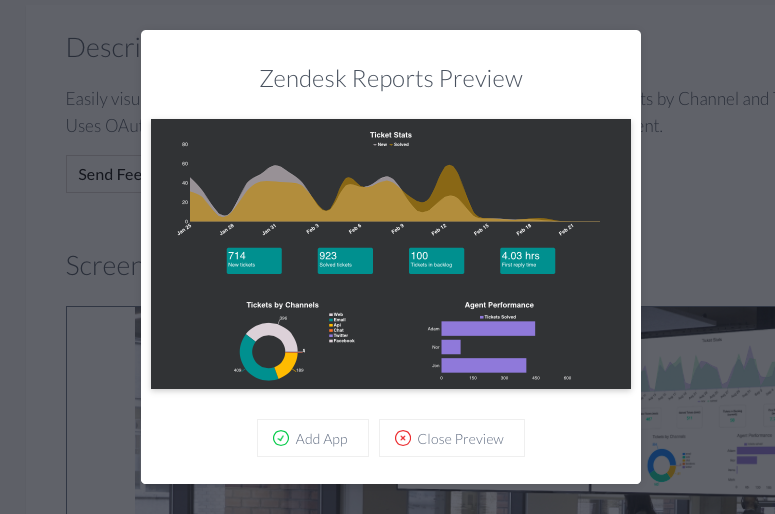 dark mode theme zendesk App Reports ScreenCloud Guide   ScreenCloud Zendesk