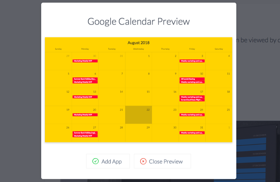 ScreenCloud Google Event Calendar App Guide ScreenCloud