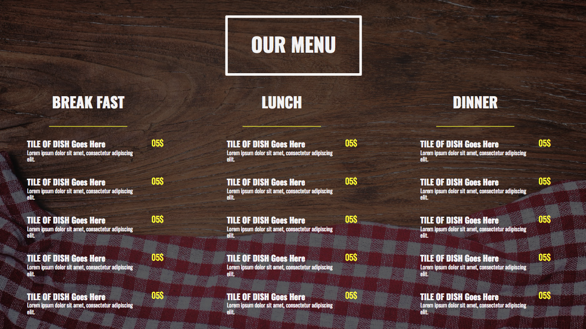 Menu Template Google Slides